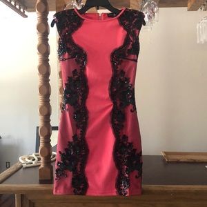 Pink and black cocktail dress